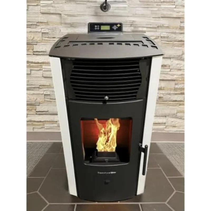 HP50S Small Wood Pellet Stove Compact Heats 2,200 ft² 47 lb Hopper Arctic White