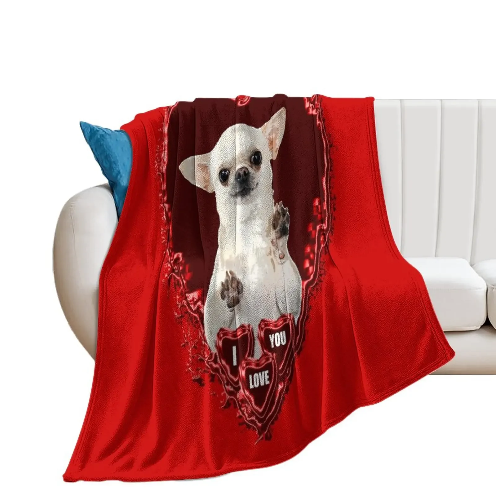 

CHIHUAHUA ST VALENTIN DOG Throw Blanket Soft Plush Plaid For Baby Blankets