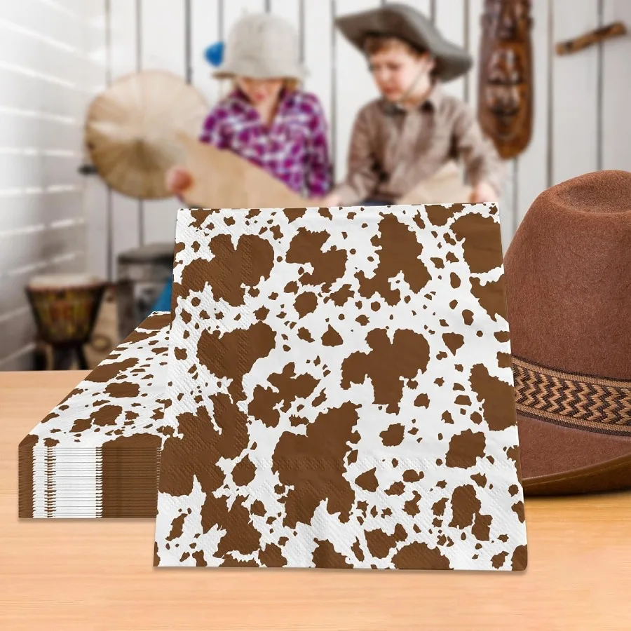 المرتفعات البقرة زينة 40 قطعة البقرة طباعة pkins البقرة طباعة لوازم الحفلات المتاح البني البقرة pkins كوكتيل البقرة طباعة الأنسجة Pa