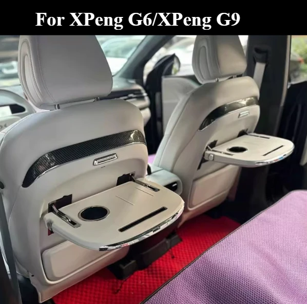 Car Tray Table For XPeng G9 G6 Multifunctional Seat Back Small Table w/ Ambient Light & Wireless Charger Foldable Table Plate