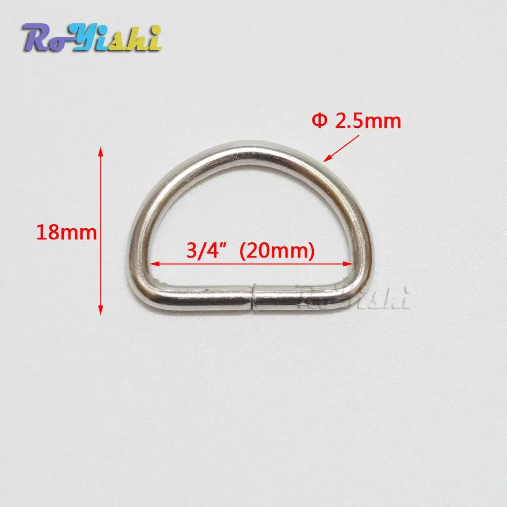 

10pcs/pack 3/4"(20mm) Nickel Plated D Ring Semi Ring Ribbon Clasp Knapsack Belt Buckle