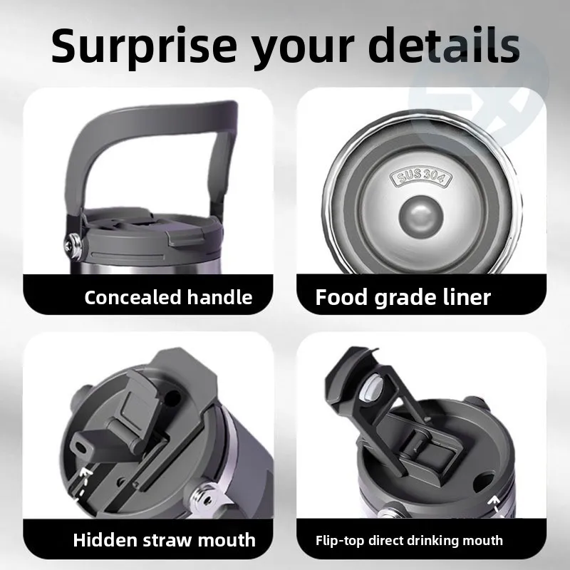 1 قطعة بهلوان فراغ مع غطاء الفولاذ المقاوم للصدأ زجاجة ماء محمولة مع مقبض المبهر معزول بهلوان حمل مقبض 20/40 أوقية