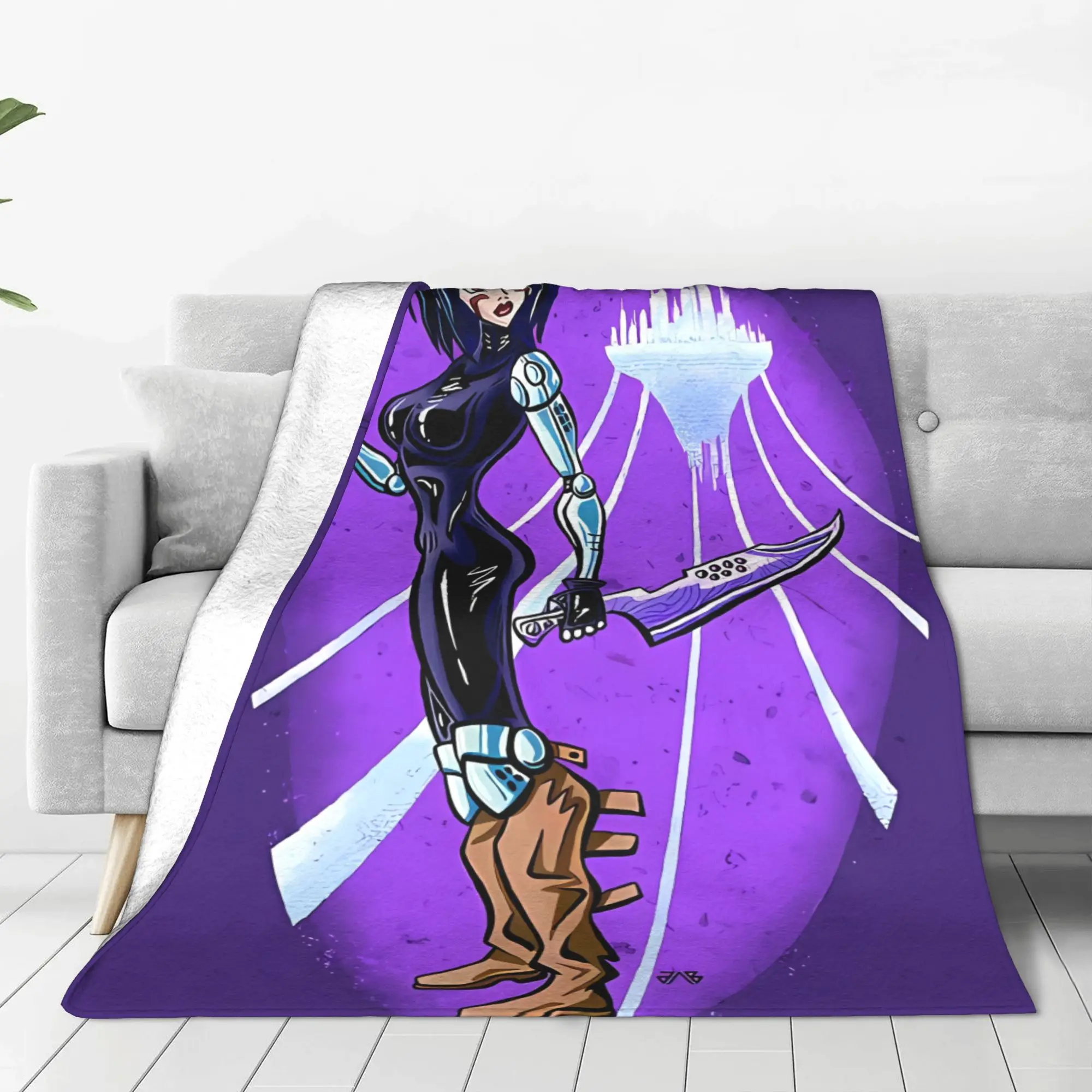 1PC Post Apocalyptic Warrior Battle Angel Alita Home Room Decorations Winter Blankets For Adults Bedding Home Interior Sofa Knee