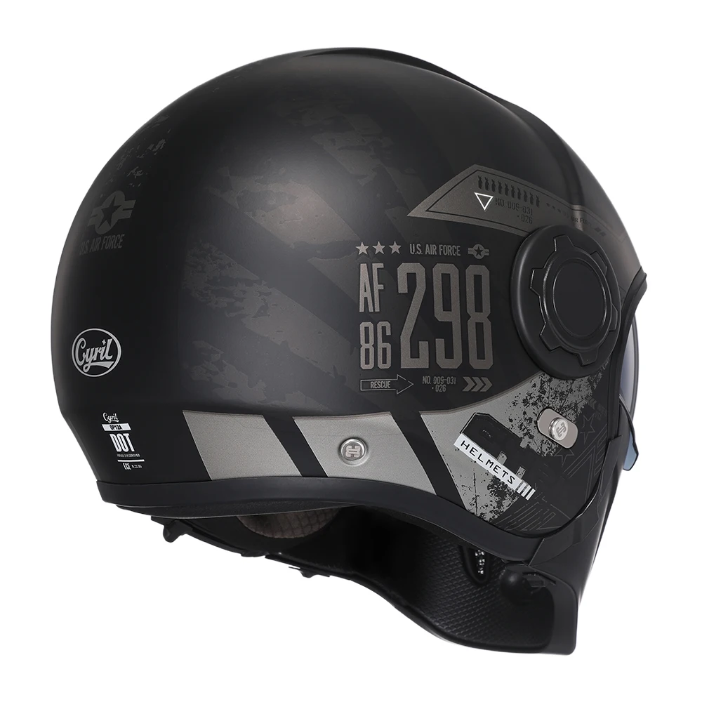 CYRIL Retro Motorcycle Helmet Four Seasons Double Visor Open Face Removable Safety Light Weight Certified Moto Helmets Joker