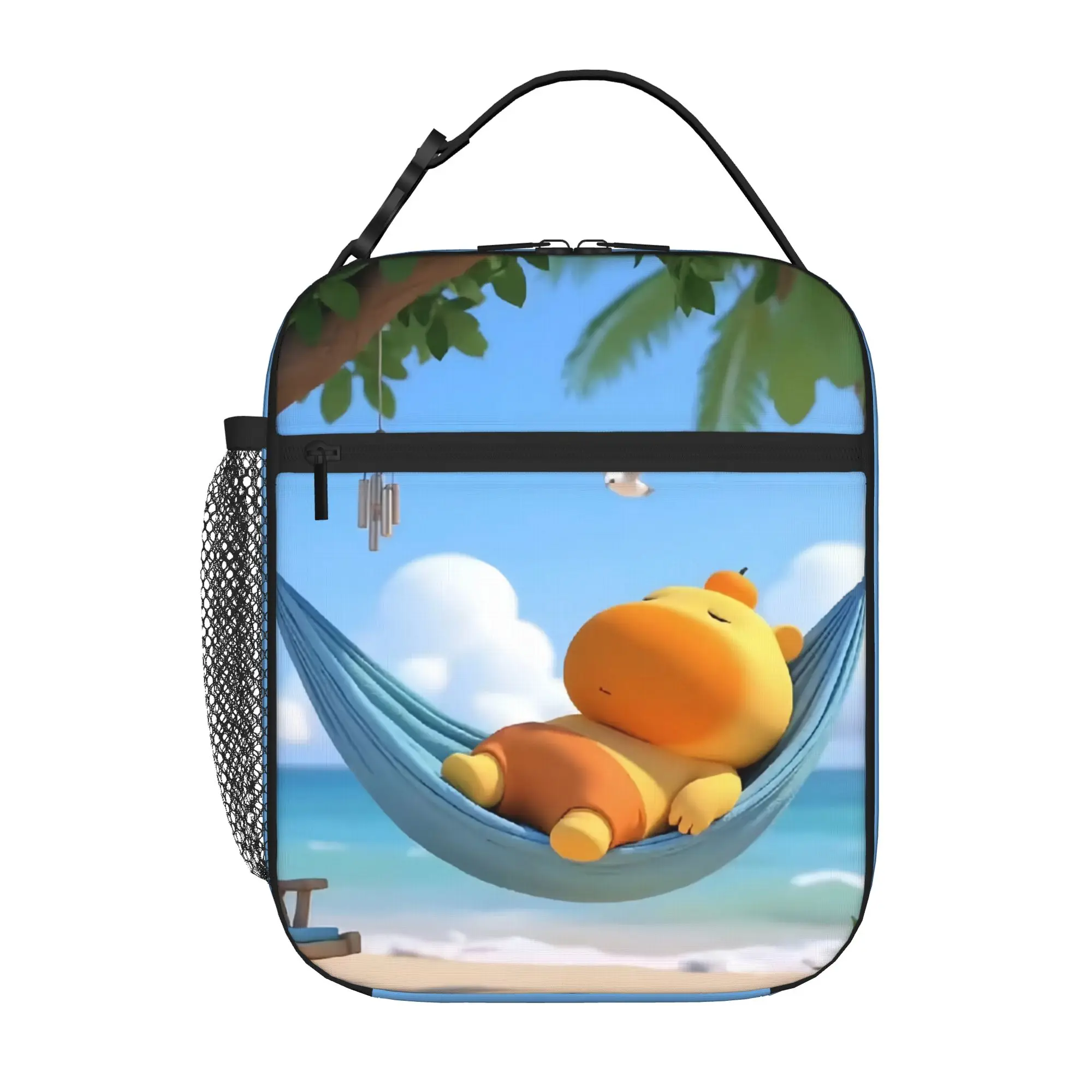 1 Piece Portable Lunch Container round belly hippo  Zipper Closure Durable Pocket Lulu For Lunch Box Bag