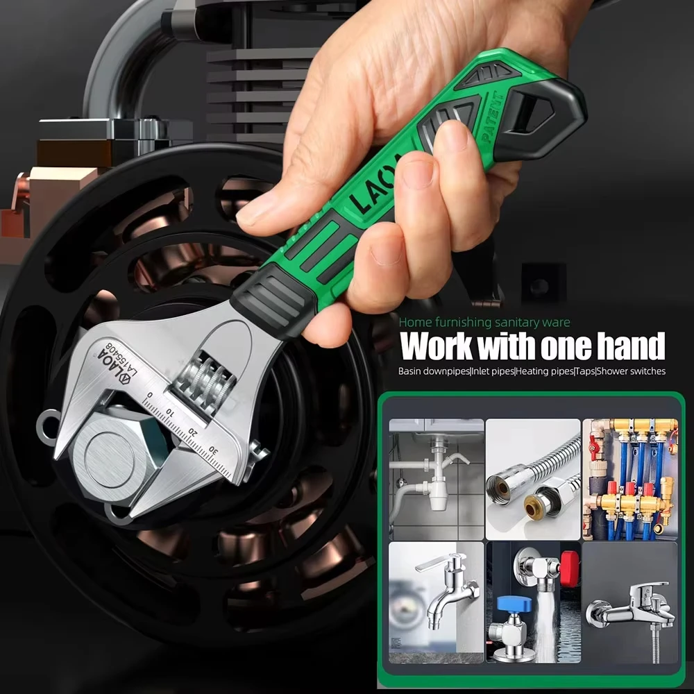 LAOA Short Handle Wrench Light Weight Adjustable Wide-angle Large Opening Spanner 6\