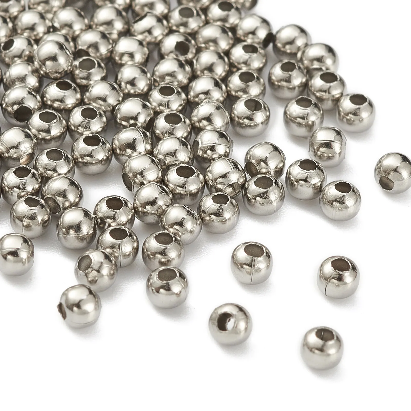 1000pcs 3/4/5/6/8mm 304 Stainless Steel Beads Round Loose Spacer Beads Metal Beads for Jewelry Making DIY Accessories Findings