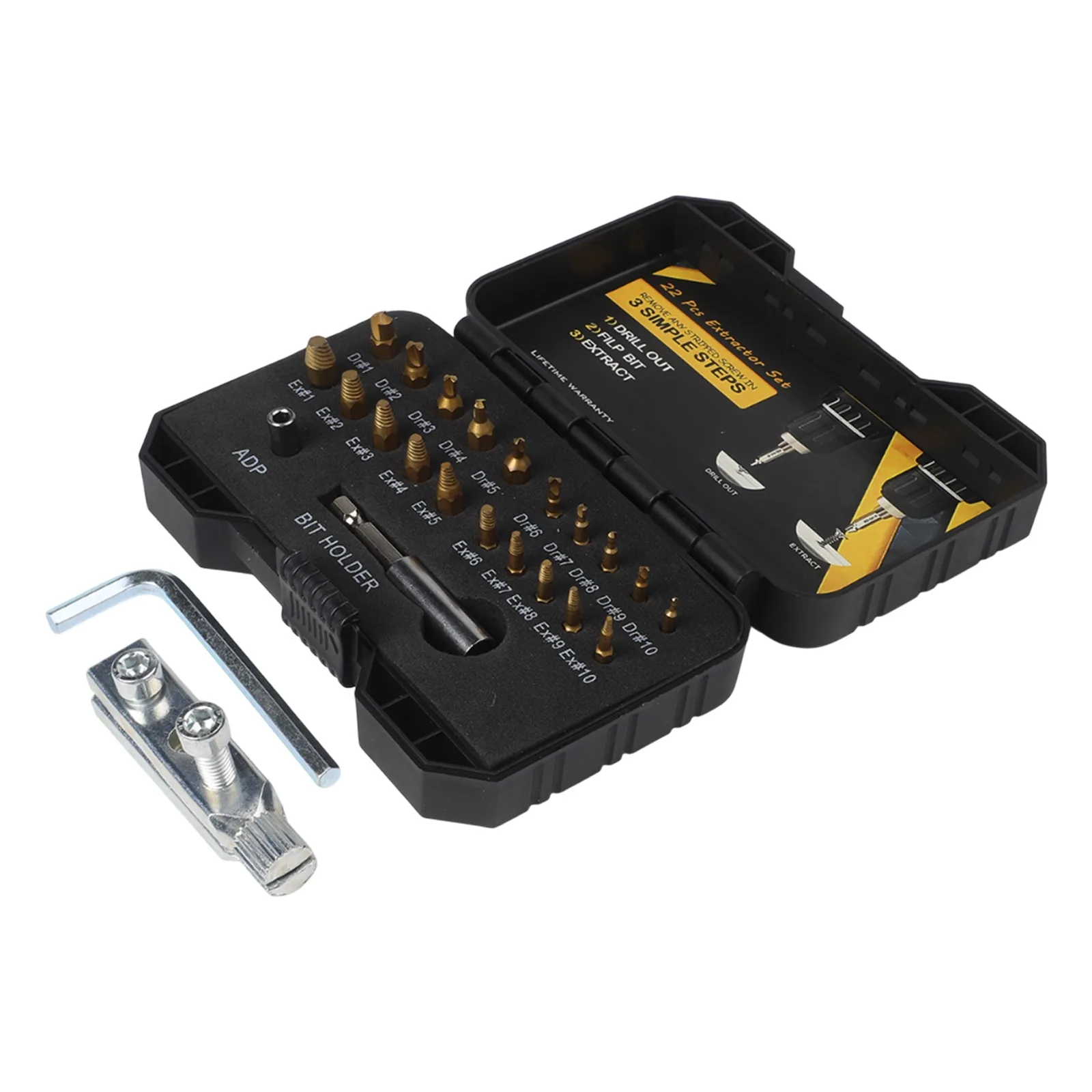 23PCS Water Pipe Wire Breaking Remover Broken Bolt Extractor Disassembly Kit Screw Extractor Set Wire For Breakout Remover Set