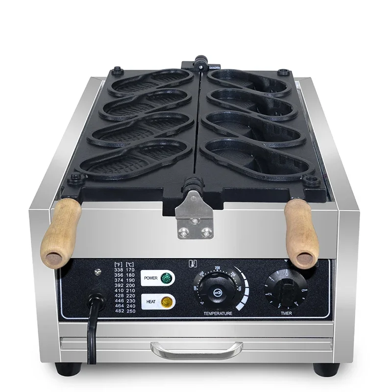 #~forShoes Shape Waffle Baker Maker 220V 110V Stainless Steel Shoe Shaped Bread Making Machine Snack Equipment