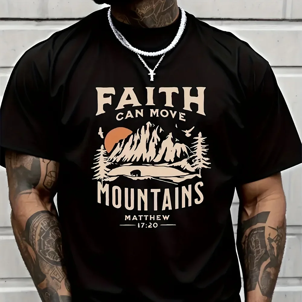 

Faith Can Move Mountains Graphic O-Neck Short Sleeve T-shirt Summer Casual Hot Sale Tshirt Daily Leisure Tees in 2024