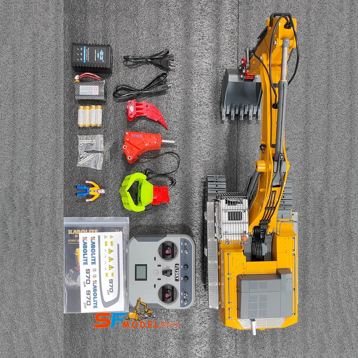 KABOLITE K5901 RC Excavator 1/18 K970 RC Excavator Electric Metal Model Toy with Bucket Engineering Remote Control Truck Toys
