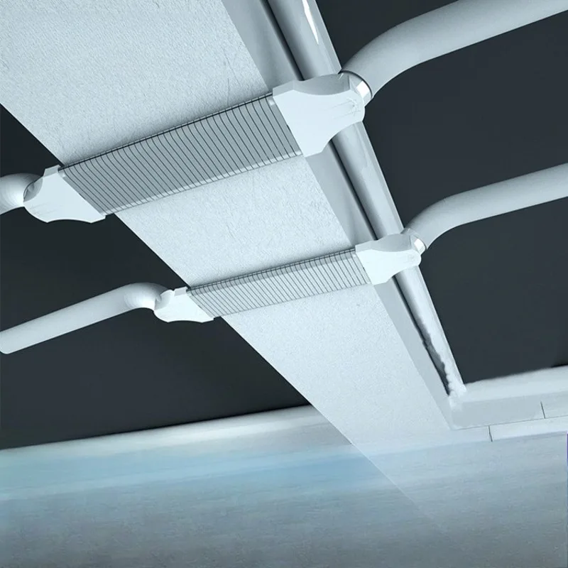 ​Fresh Air System Beam Crossing Connector - Flat Duct Adapter for PVC Ventilation Pipe, No Drilling Installation