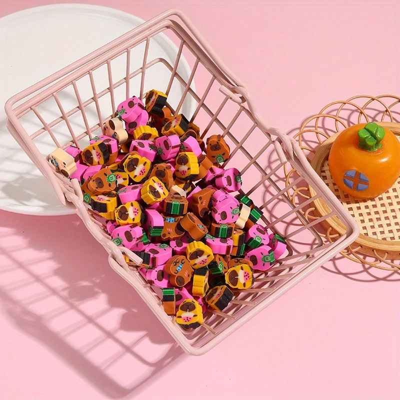 재미있는 미니 카피바라 지우개 | 다양한 색상의 참신한 지우개 (교실, 가정, 학교 포상 및 파티 선물, 홈스쿨 용품)