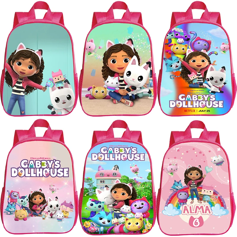 Cartoon Gabby's Dollhouse Backpack Schoolbag Toddler Kindergarten Bag Children Anime Backpacks Kids Mini Bookbag Kawaii Rusksack