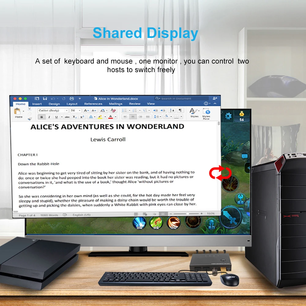 Sharing Keyboard Mouse Printer Plug and Paly Out 4K USB 2.0 HDMI-compatible KVM Switch Video Display USB Switch Splitter For 2PC