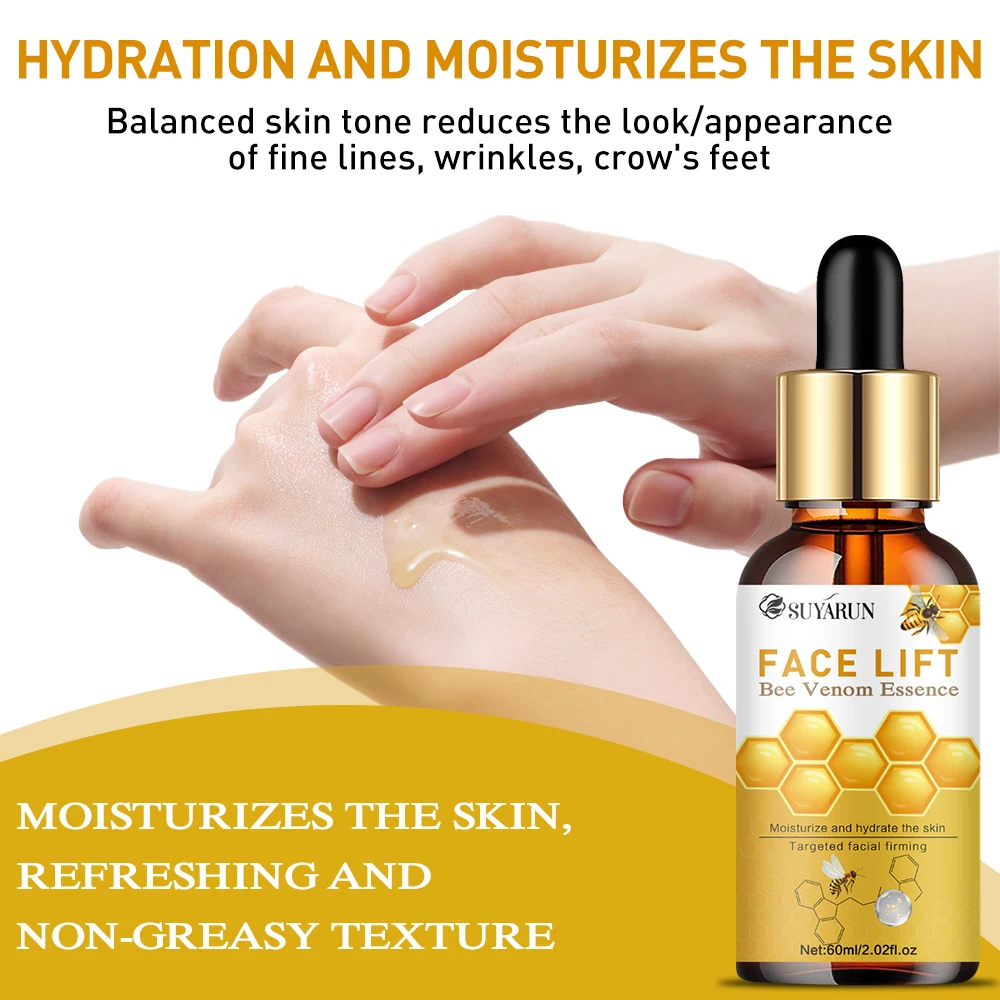 سم النحل المضاد للتجاعيد جوهر مكافحة الشيخوخة البولي ببتيد حمض الهيالورونيك جوهر إصلاح ترطيب ثبات جوهر بشرة الوجه #3