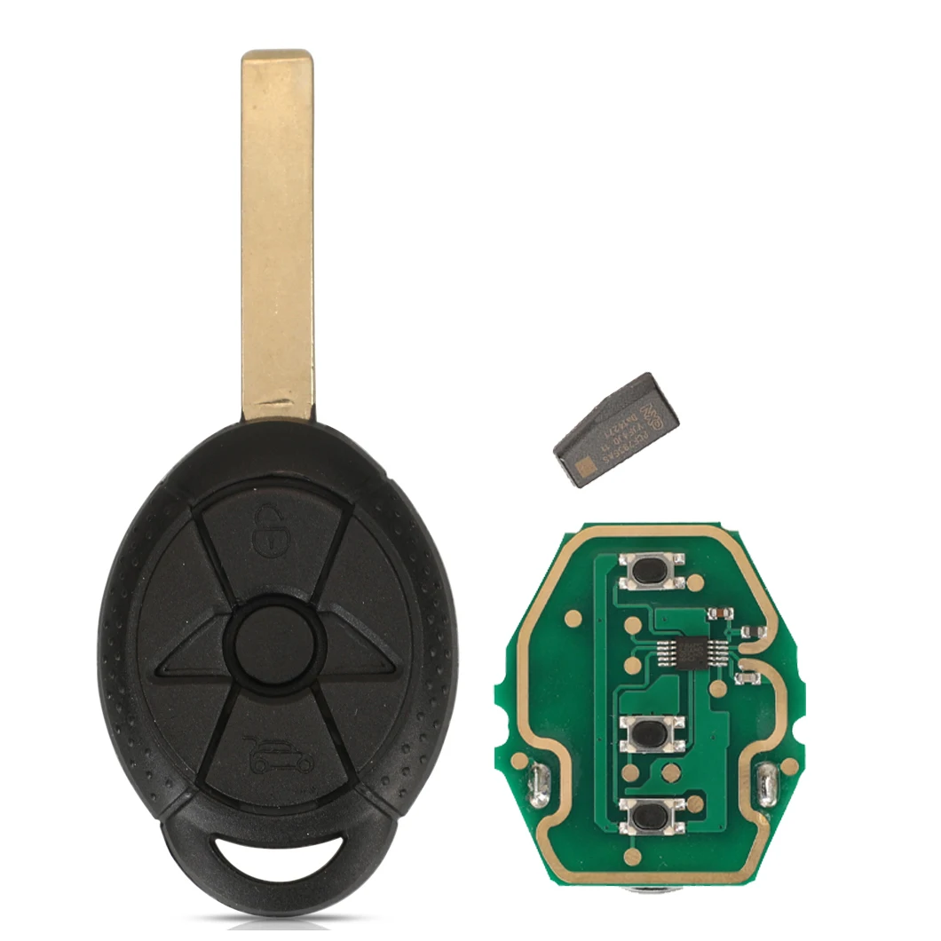 Jingyuqin 2B EWS Auto-Fernbedienungs-Schlüsselanhänger-Gehäuse für alte BMW Mini Cooper S R50 R53 mit 315 MHz/433 MHz verstellbarem ID44-Chip