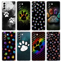 Dog Footprint Paw Cute Phone Case for Samsung Galaxy S23 S20 FE S22 S21 Ultra M21 M22 M32 S10 S10E S9 S8 Plus Transparent Shell