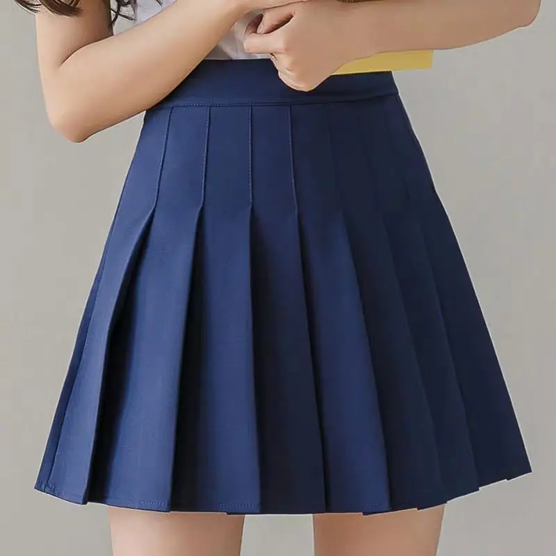 Skirts Women Pleated High Waist Y2k Schoolgirls Solid Casual Streetwear All-match Korean Style Trendy Novelty Daily Comfortable