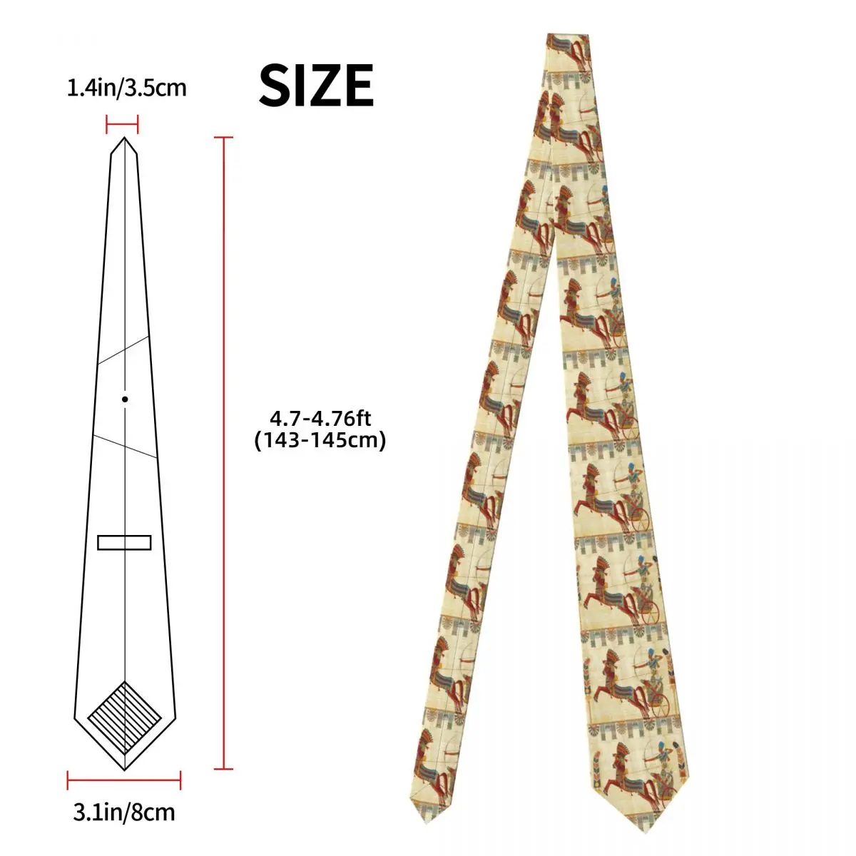 Ancient Egypt Mural Egyptian Mythology Necktie for Men Silk Polyester Slim Neck Ties Party Accessories Tie Casual Gravatas