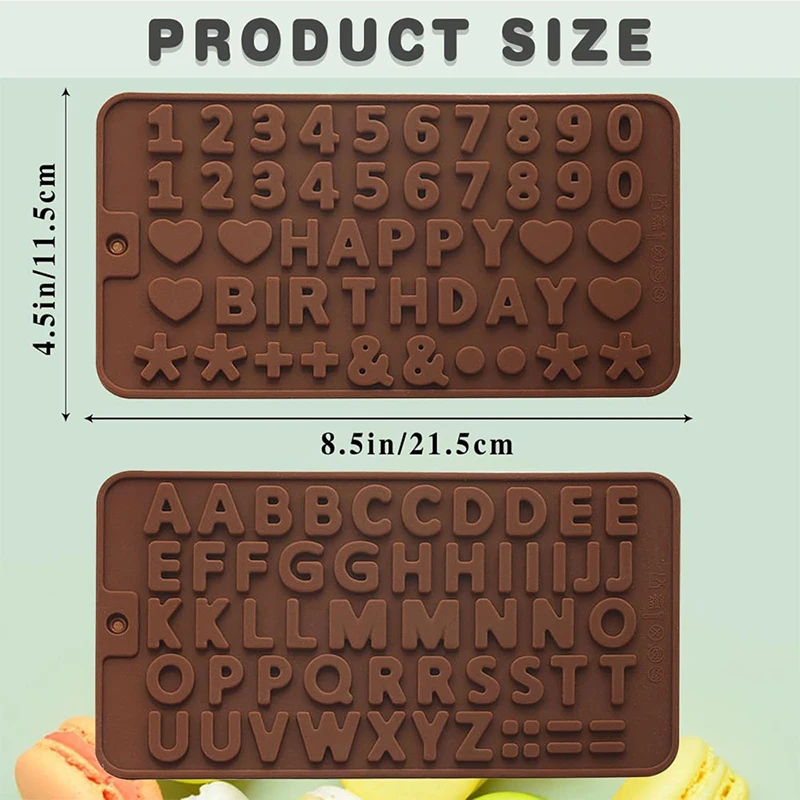 New Silicone Letter & Number Chocolate Molds Set Alphabets & Numbers Baking Tools with Happy Birthday Cake Decors Fondant Molds view 3