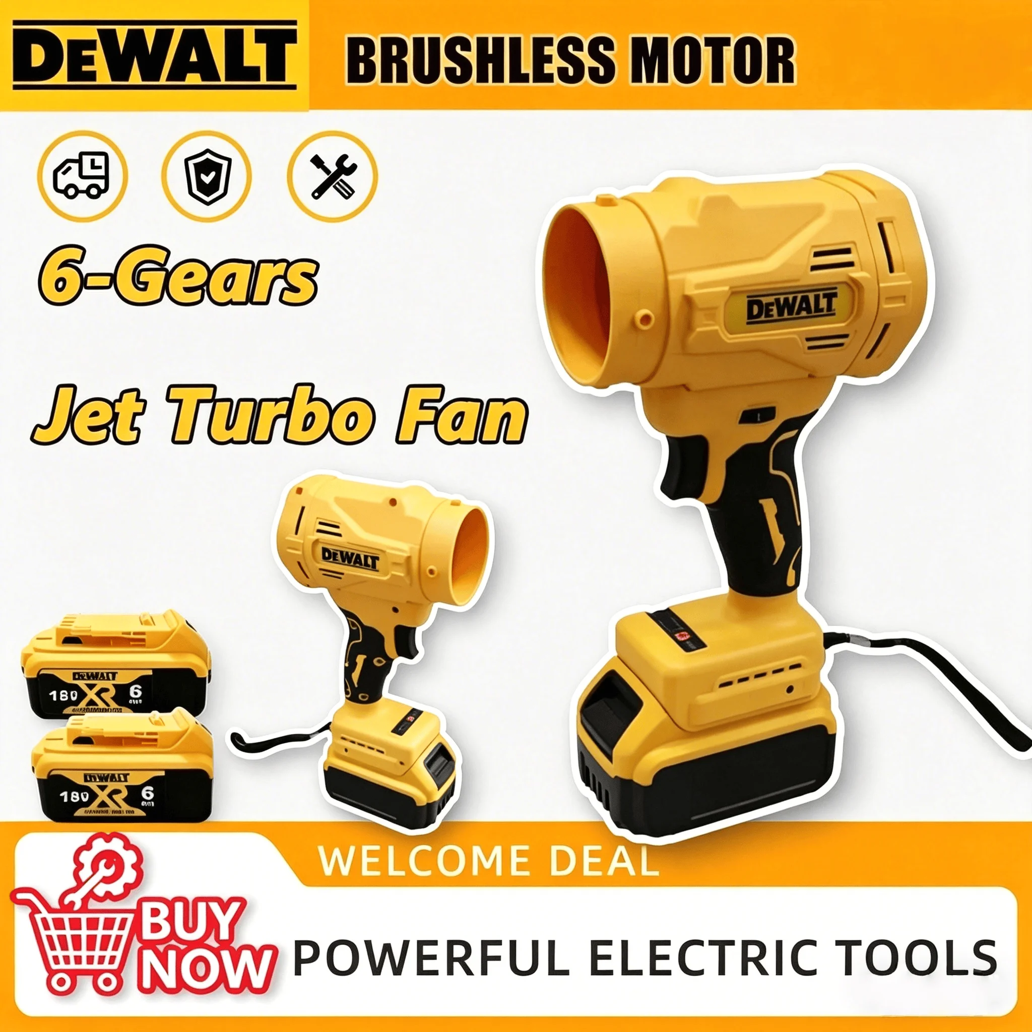 

Dewalt Brushless Cordless Air Blower 30000RPM Turbo Fan Handheld Violent Fan Dryer 18V Rechargeable Dust Blowing Tool
