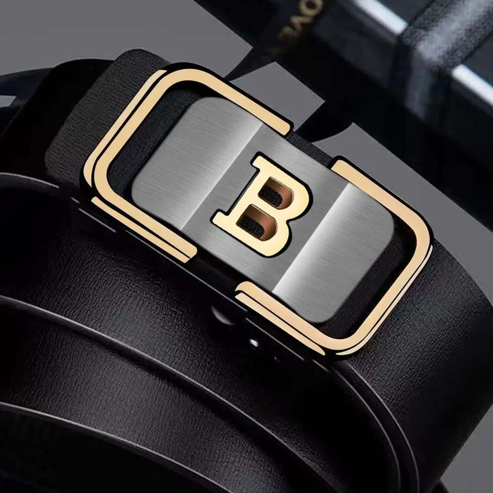 عارضة بو الجلود الأعمال حزام جلد تصميم فاخر خمر التلقائي مشبك حزام حزام للرجل