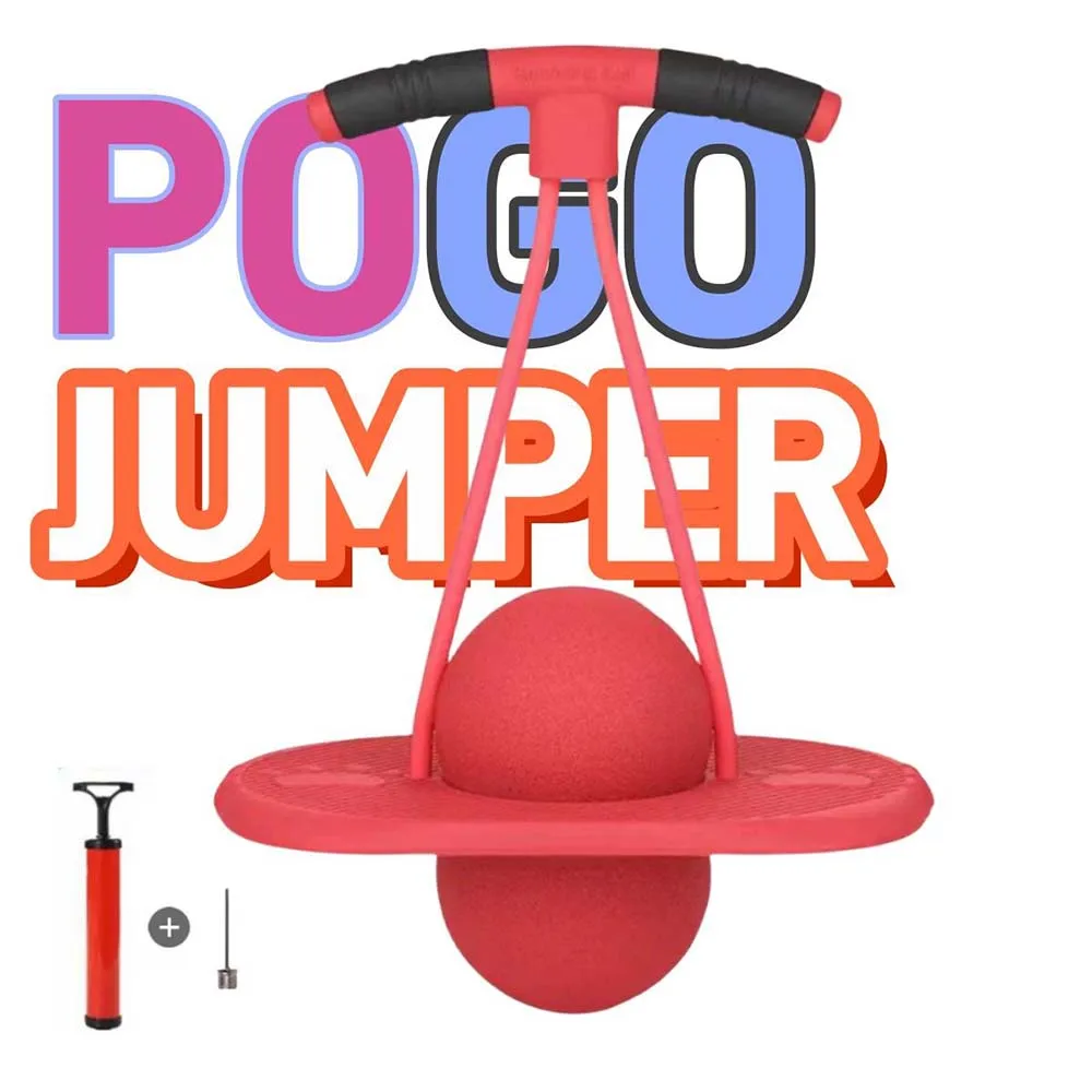 Jumper Pogo z uchwytem i pompką do piłek, zabawka do skakania o wysokim skoku Bounce Jump Trick Board Pogo Bouncing Ball Bezpieczny i zabawny kij Pogo dla dzieci