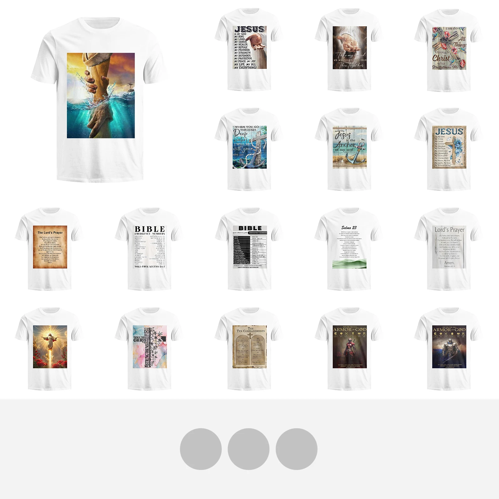 Christianity Print Cross and Psalm Text Holy Bible God Men WomenT Shirts Creative Tees Round Neck T-Shirt 100% Cotton Tops