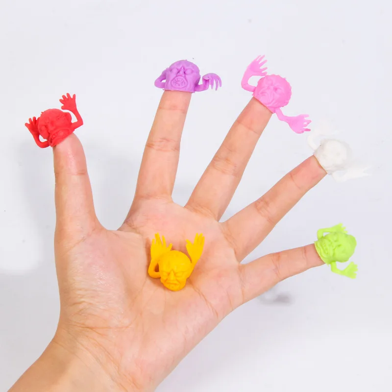 10Pcs Halloween Cartoon Skull Finger Caps Funny Ghost Party Storytelling Props Children's Wacky Finger Toys Kids Holiday Gift