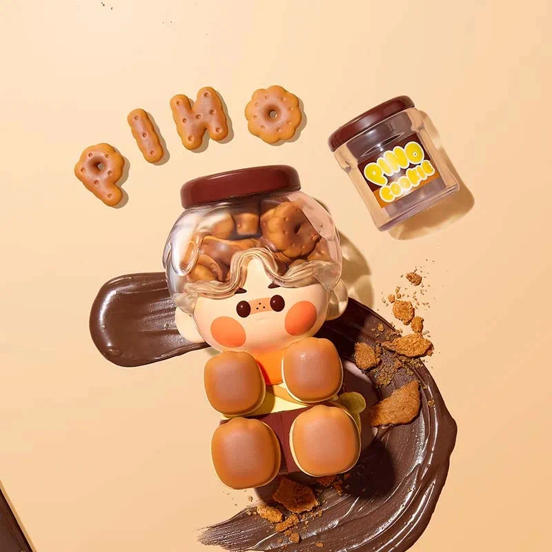 New Genuine Large Handheld Pino Jelly Cocoa Biscuits Alphabet Biscuits Cookie Jar Doll Desktop Decoration Girl Birthday Gift