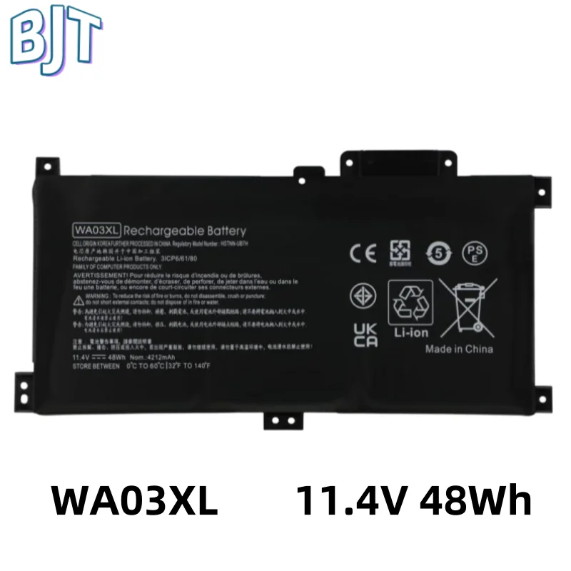 

New HSTNN-UB7H HSTNN-LB7T WA03XL Laptop Battery For HP Pavilion X360 15-BR040NZ BR052OD BR068CL BR012UR 916812-855 11.4V 48Wh