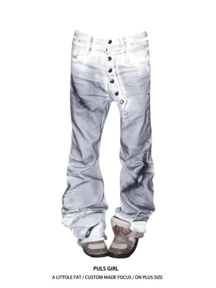 

High Waist Wide Leg Distressed Denim Jeans Women's American Street Style Knife Slim Fit Trendy Casual High Waist Pants