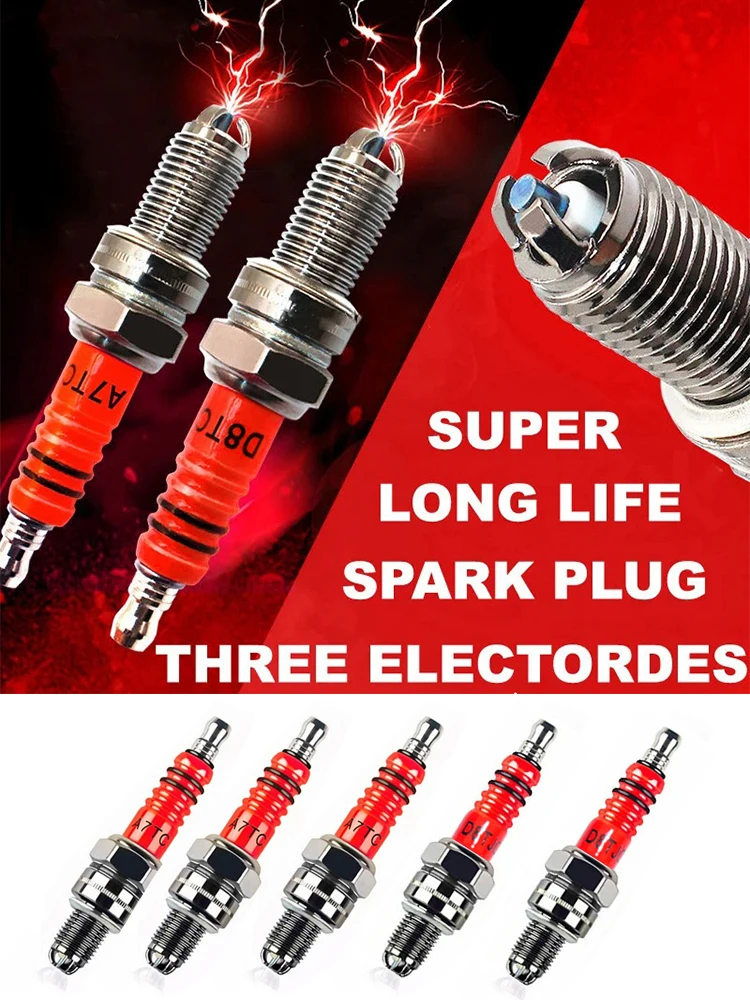 AliExpress NONE Racing 3 Electrode 10mm Spark Plug A7TC D8TC Fits GY6 50 70 110 125 150CC Atv Scooter Dirt Bike Go Kart Motorcycle Accessories