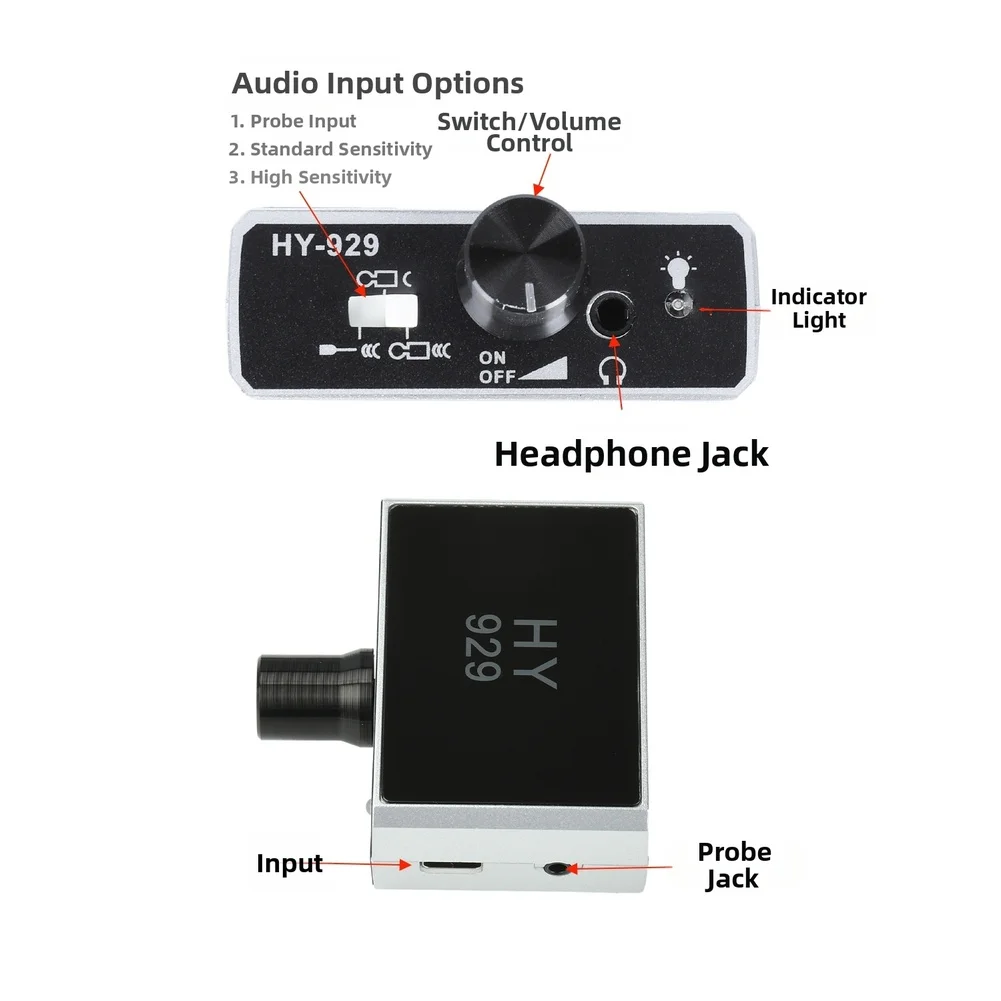 Wall and Pipe Acoustic Detector with Compact Factor and for Type for c Charging for Continuous Use During Plumbing Assessments