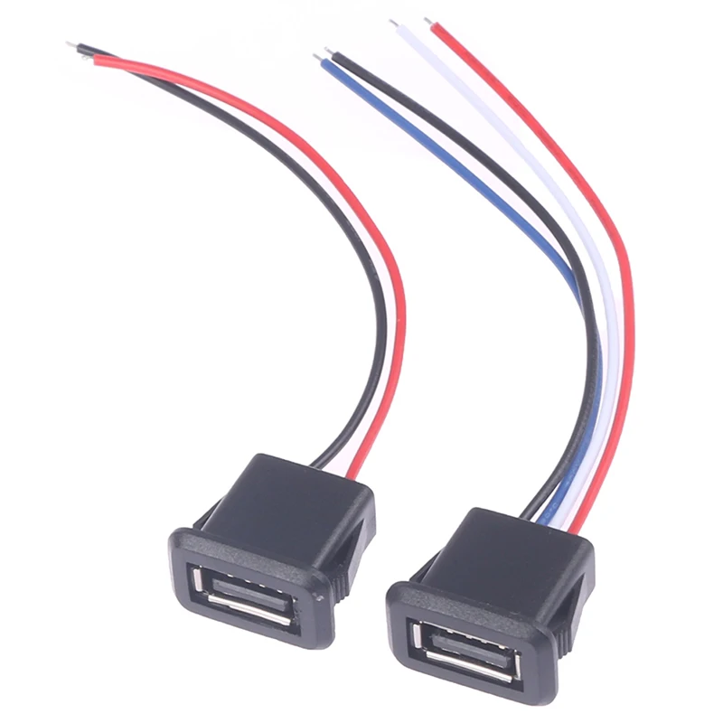1 قطعة USB 2.0 أنثى مقبس الطاقة USB2.0 موصل منفذ الشحن مع كابل مقبس شاحن USB
