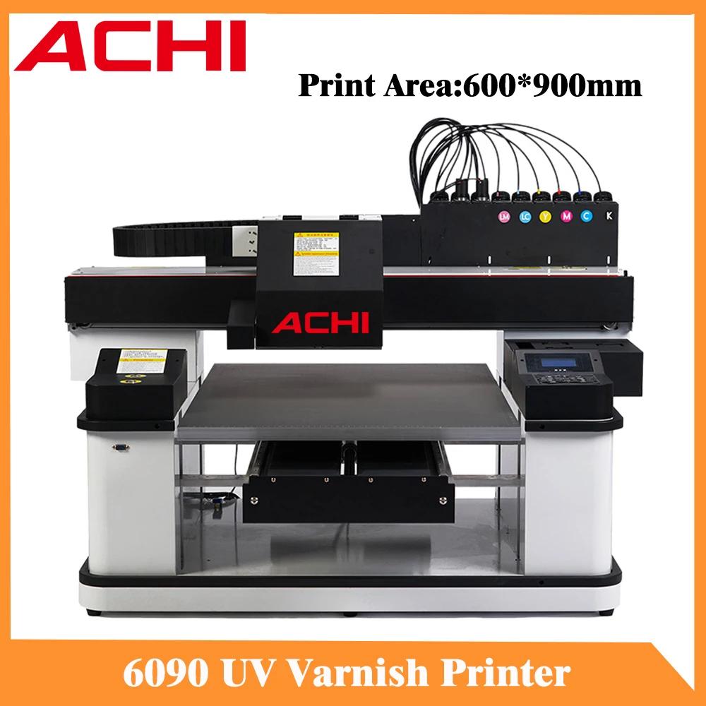 Automatic 6090 UV Printer Flatbed Printer XP 600 3 Printhead 12 Color Varnish Printer For Wood Bottle Glass Metal Varnish Print