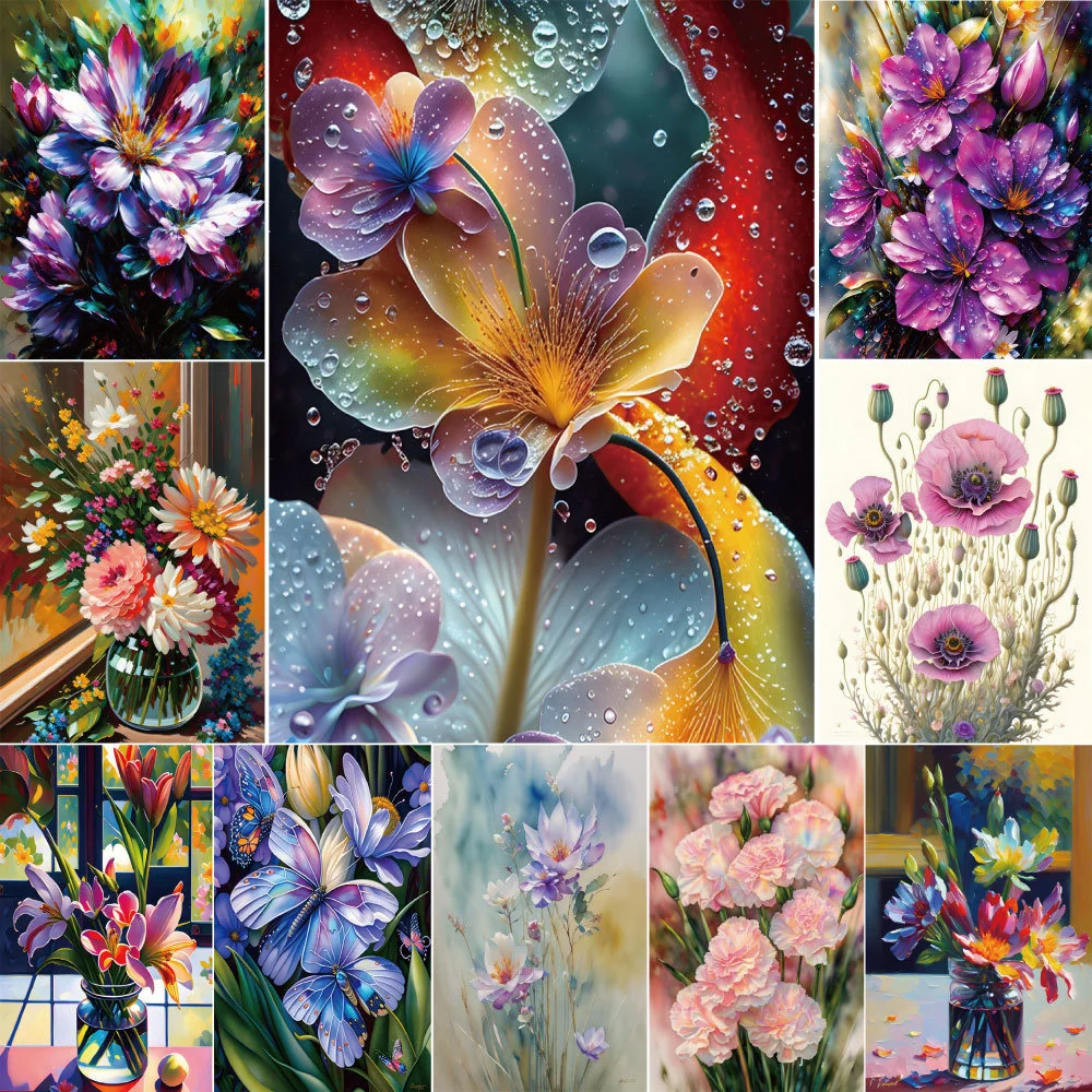 Flowers Butterfly Coloring By Numbers Painting Kit Oil Paints 40*50 Canvas Pictures Wall Decoration For Kids Wall Art Wholesale