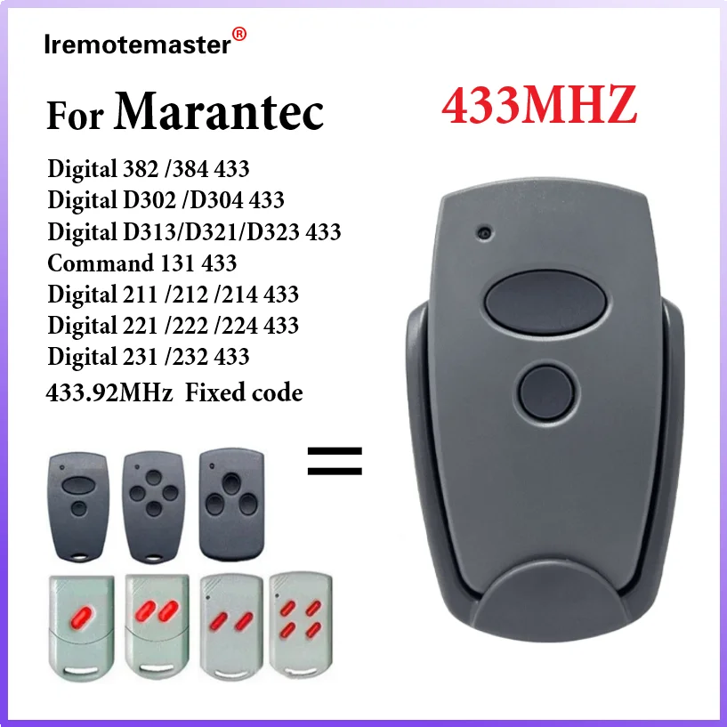 Garage Door Hand Transmitter for Marantec D304-433, D302-433, D384-433, D321-433, D323-433, Compatible with Marantec Digital 433