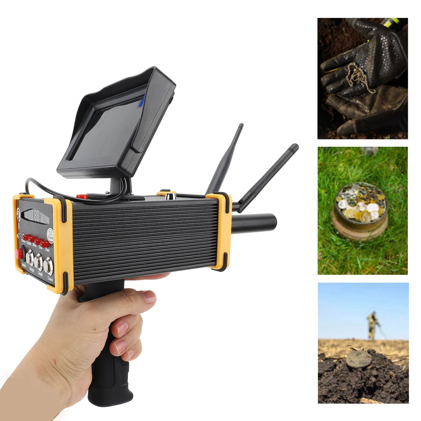 Metal Locator 1000 Meters Range High Accuracy Metal Detector 100‑240V Display Screen  Positioning with Antenna for Gold