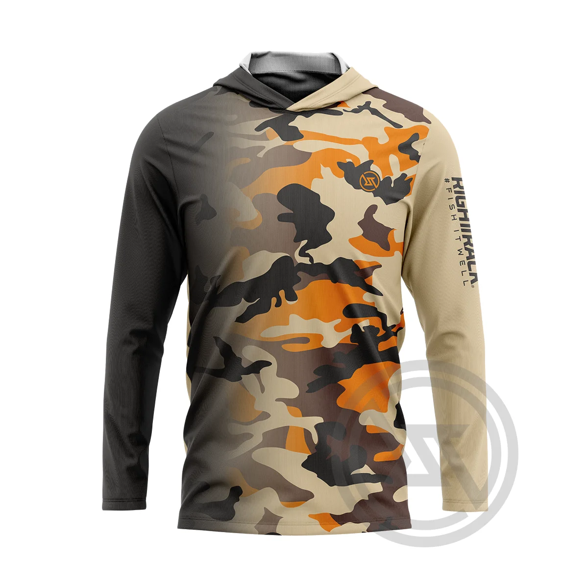 HotSale RIGHTTRACK Mens Hoodies Fishing Clothing UPF50+ UV Camouflage Hunting Climbing Camping Hiking Breathable Outdoor Apparel