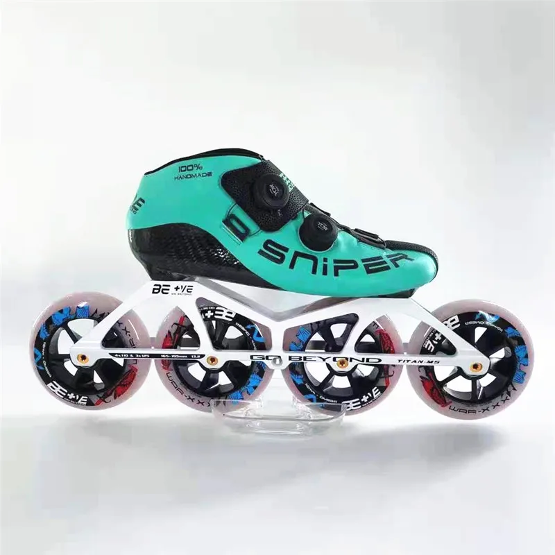 Inline Speed Skates BE+VE Professional Competition Skate Dual-knob Locking Rotate Button Shoes for Indoor Track Racing Rolling