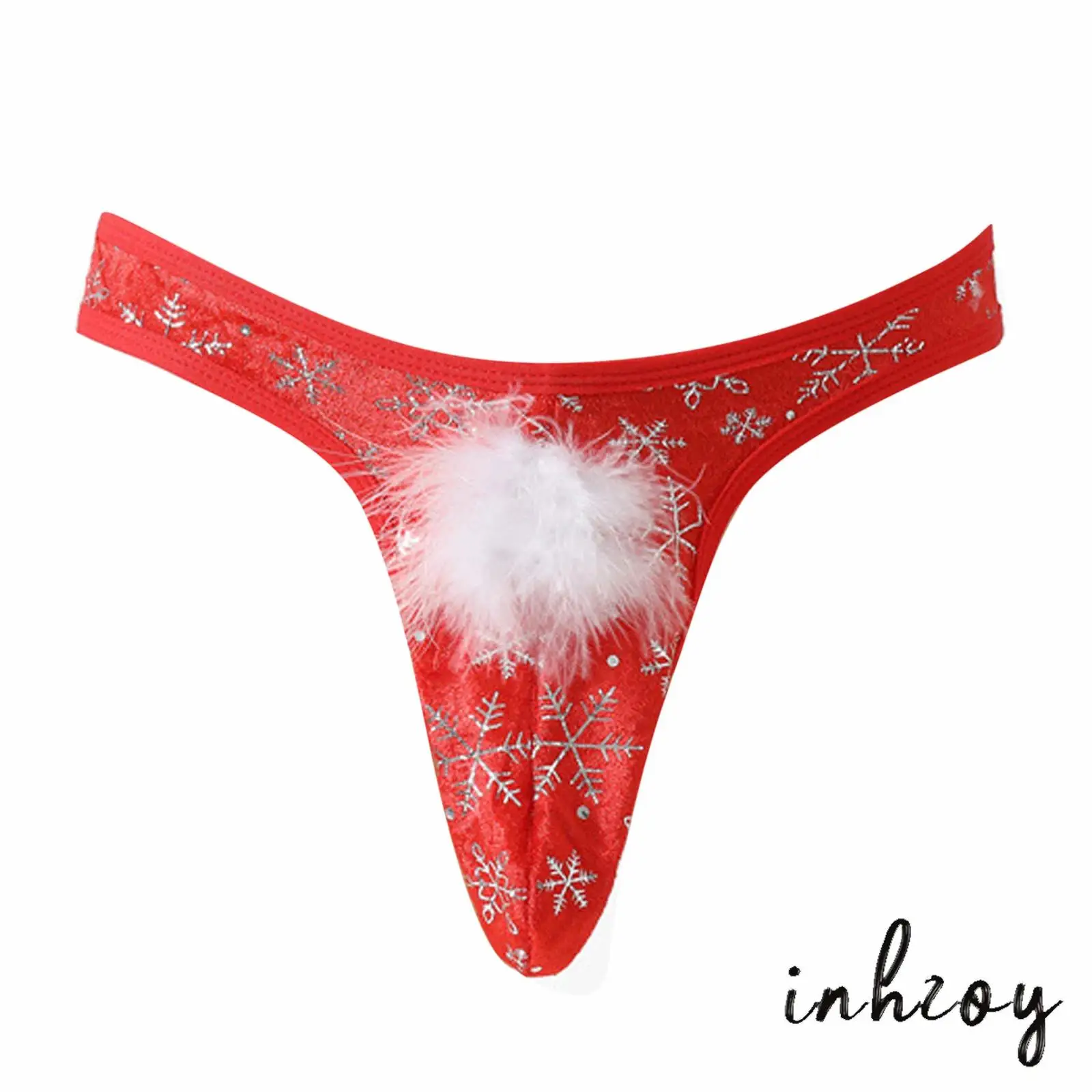 กางเกงในคริสต์มาสสำหรับผู้ชาย ลายเกล็ดหิมะวิบวับ พร้อมกล่องตกแต่งตลกๆ บ็อกเซอร์/จีสตริง สำหรับคู่รักในคืนเดทหรือเล่นเกม