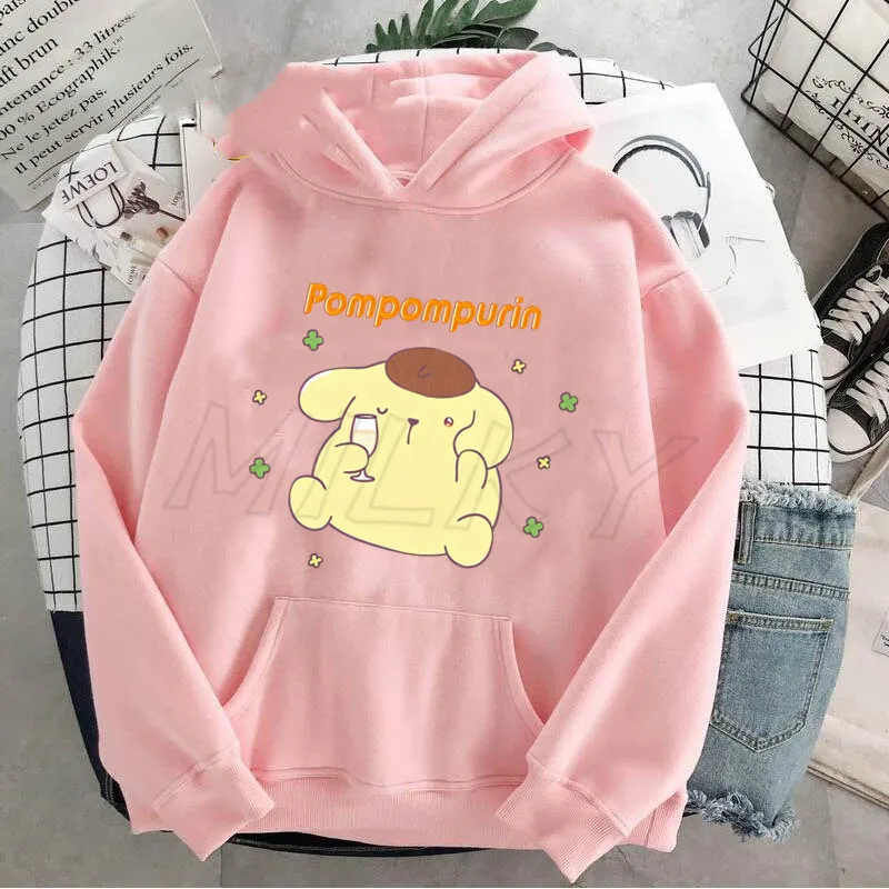 Kawaii Pom Pom Purin Hoodie Women\'s Sweatshirts Pompom Purin Y2k Hoodies Long Sleeve Woman Clothing Hoodies Hooded Shirt