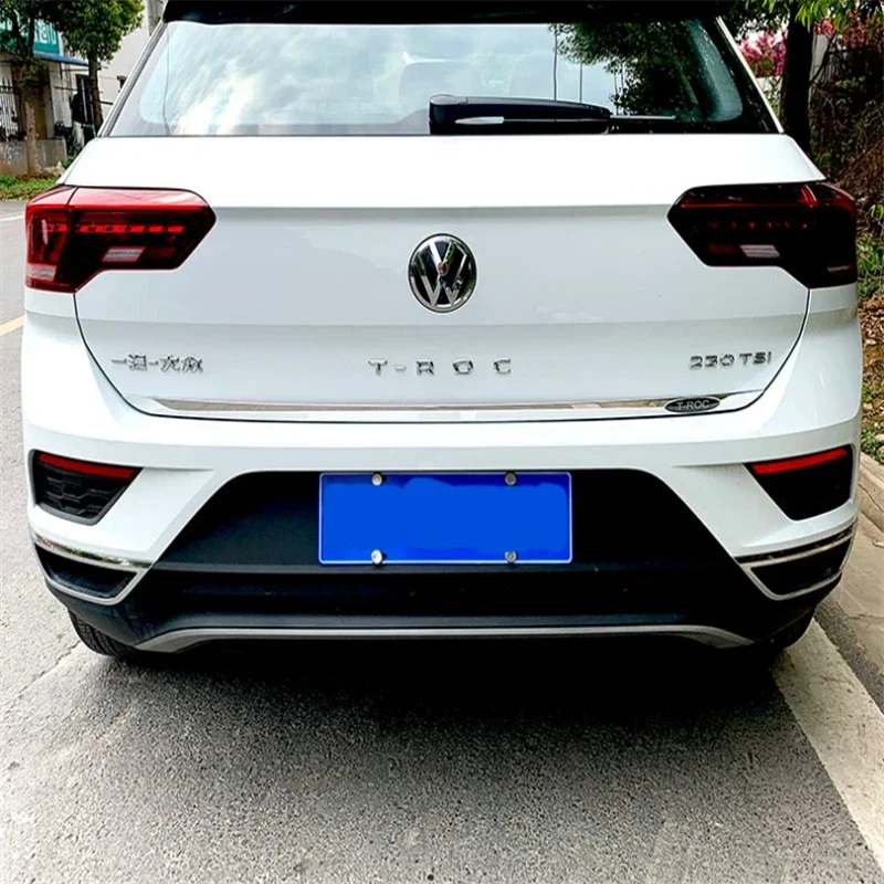 Car sticker For Volkswagen T-ROC 2018 2019 -2021 Rear Boot Door Trunk Cover Trim Tailgate Garnish Molding Strip Car Accessories