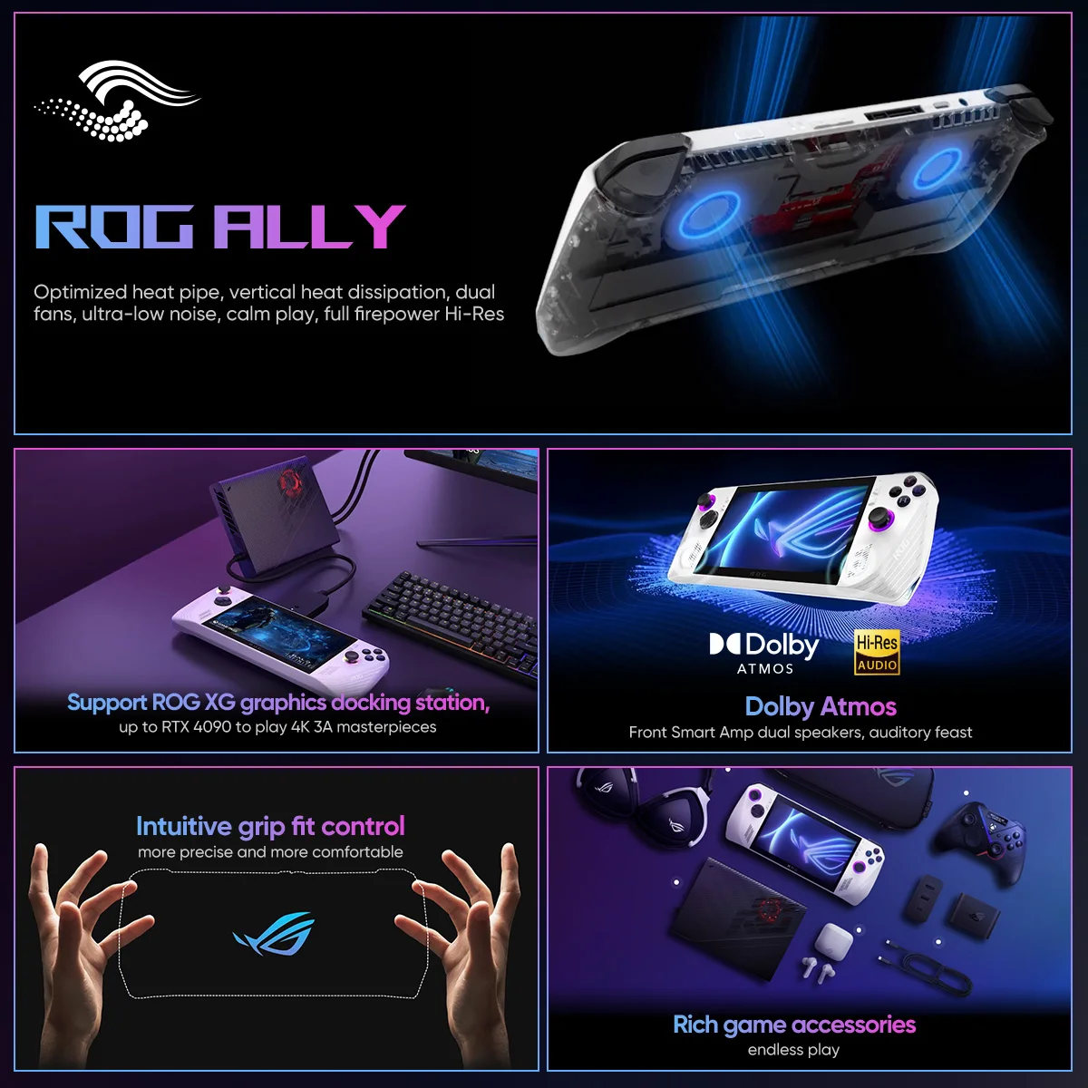 ASUS ROG Ally (2023) RC71L Game Console AMD Ryzen Z1 Extreme RDNA 3 Portable Gaming Laptop Graphics 120Hz 512GB for Windows 11