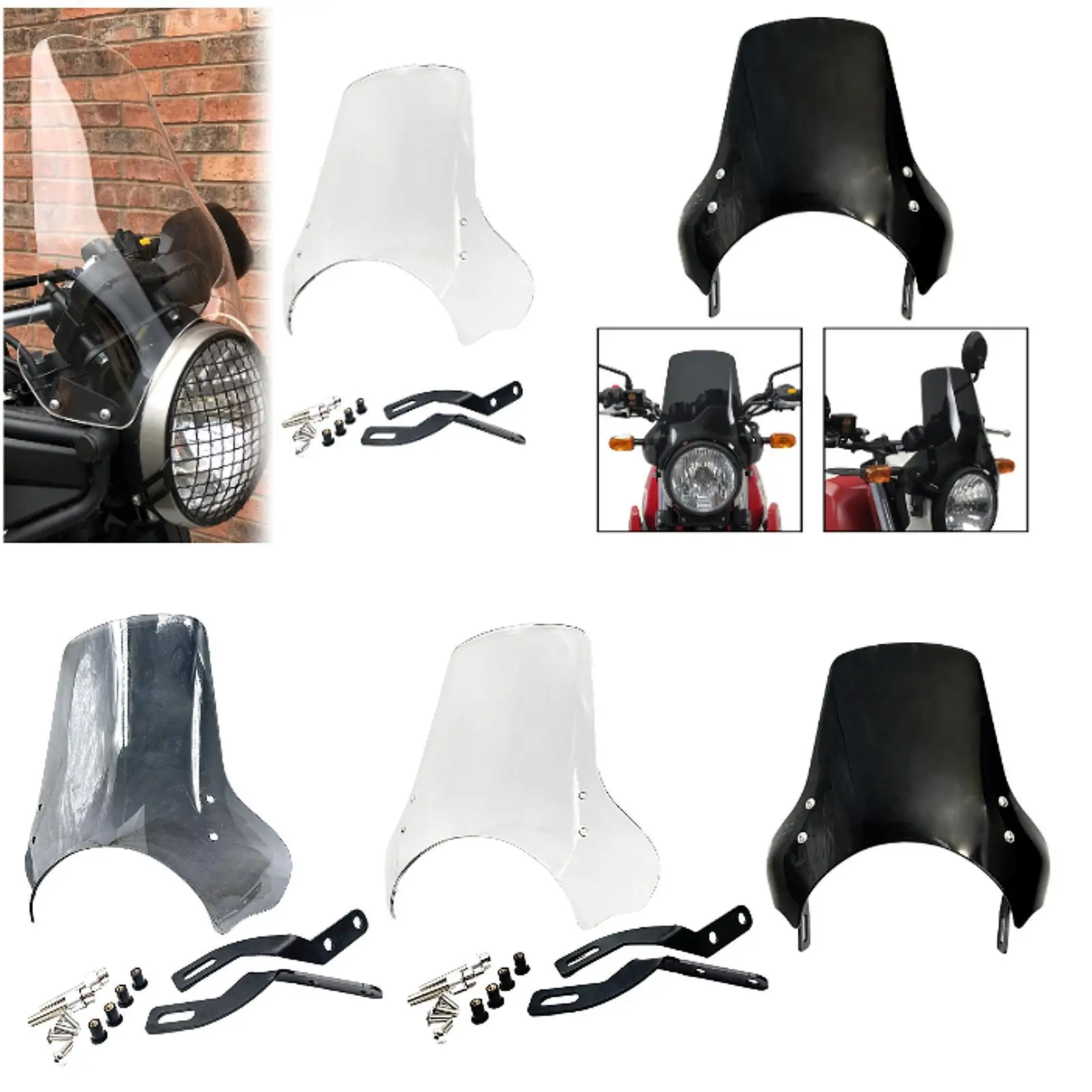 

Aerodynamic Motorcycle Windscreen Wind Deflector Flyscreen with Installation Kit for Scram411 2023 Plus Touring Protection