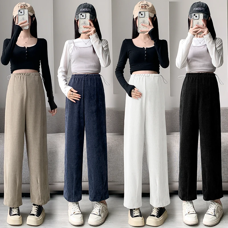 Maternity Oyster Velvet Harem Pants - 2024 A/W New Slim-Fit 'Grandma' Trousers with a Relaxed Tapered Leg Clothes for Pregnant