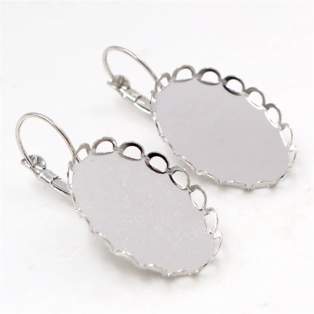 18x25mm 10 sztuk 7 kolory plated francuski dźwignia powrót kolczyki puste/Base,Fit 18x25mm owalne szkło cabochons; Ramki na kolczyki — zdjęcie 5