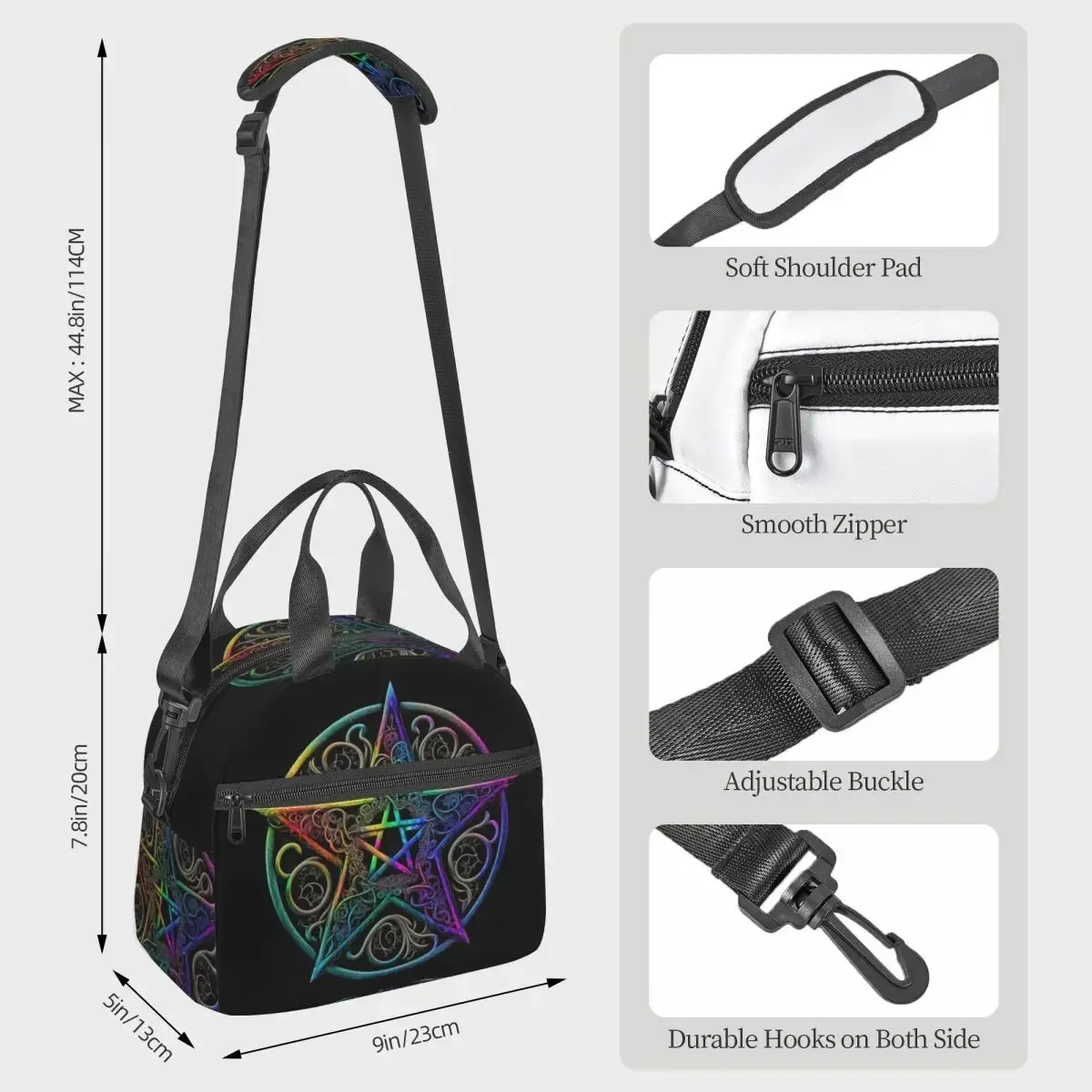 Occult Satanic Pentagram Lunch Bags Insulated Bento Box Lunch Tote Leakproof Picnic Bags Thermal Bag for Woman Student Office